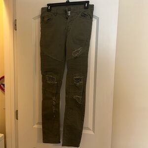 Olive Green ripped jeans